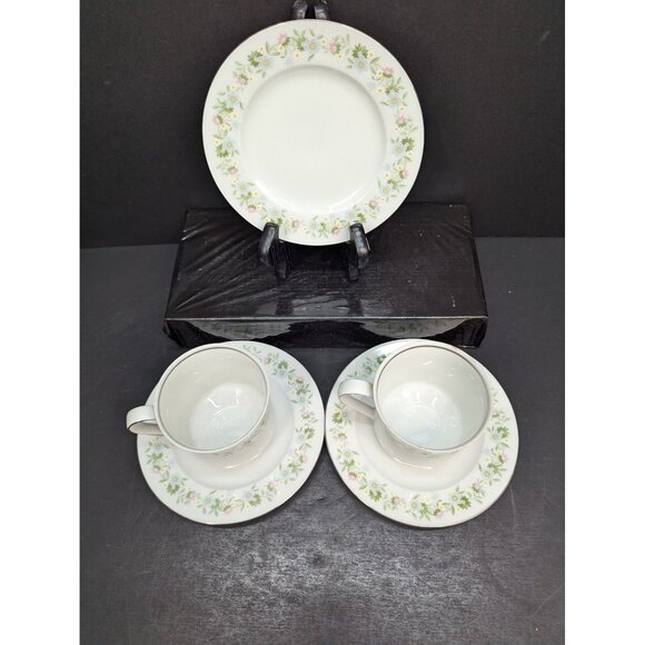 Johann Haviland Forever Spring Pattern 2 Teacups and Saucers 1 Dessert Plate - Picture 8 of 10